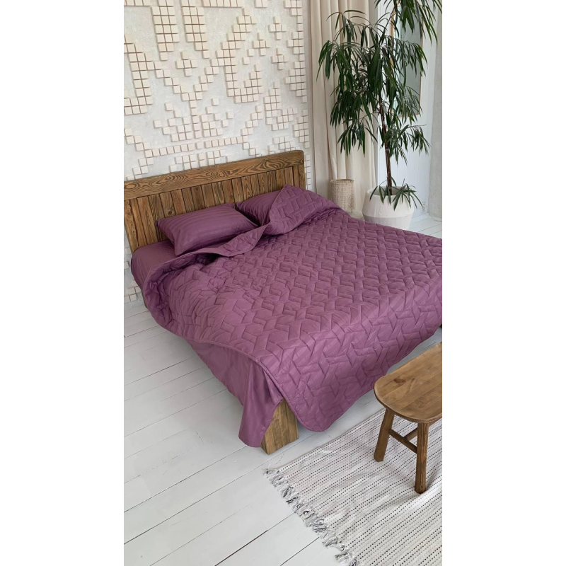 Літній однотонний набір постільної білизни (холофайбер) двоспальний, Сливовий