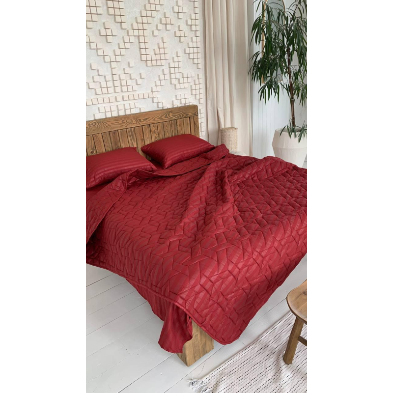 Літній однотонний набір постільної білизни (холофайбер) двоспальний, Бордо