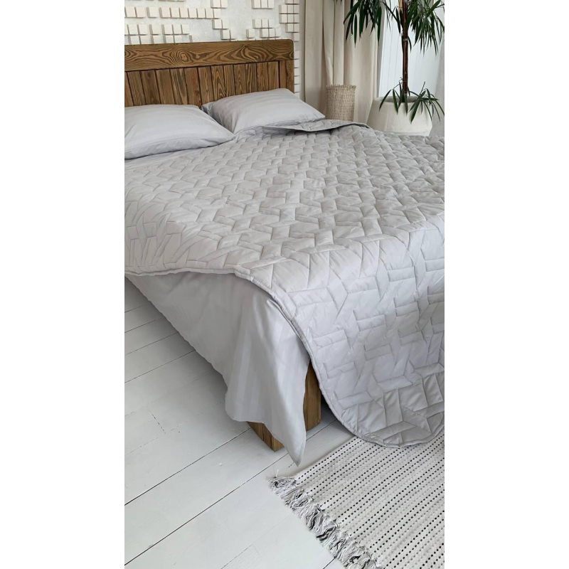 Літній однотонний набір постільної білизни (холофайбер) напівтораспальний, Туман