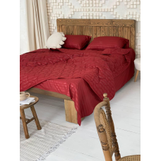 Літній однотонний набір постільної білизни (холофайбер) Сімейний, Бордо