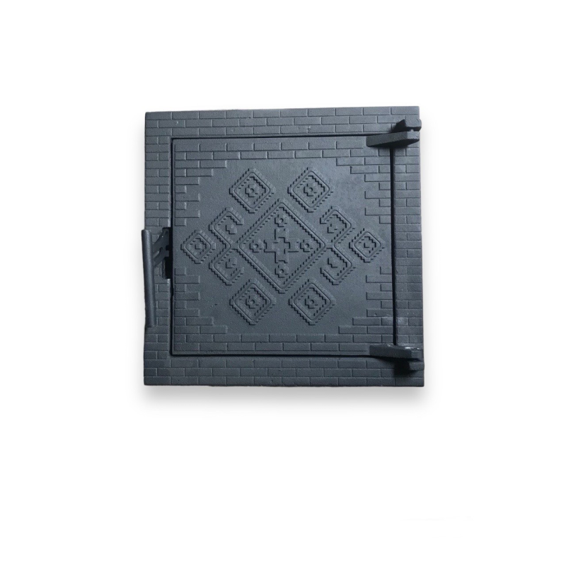 Двері чавунні топкові камінні “Замкові“ без скла 400х400 мм. Двері чавунні топкові камінні “Замкові“ без скла 400х400 мм.