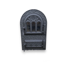 Двері чавунні топкові з піддувалом (спарка) зі склом “Арка“ 330х530 мм