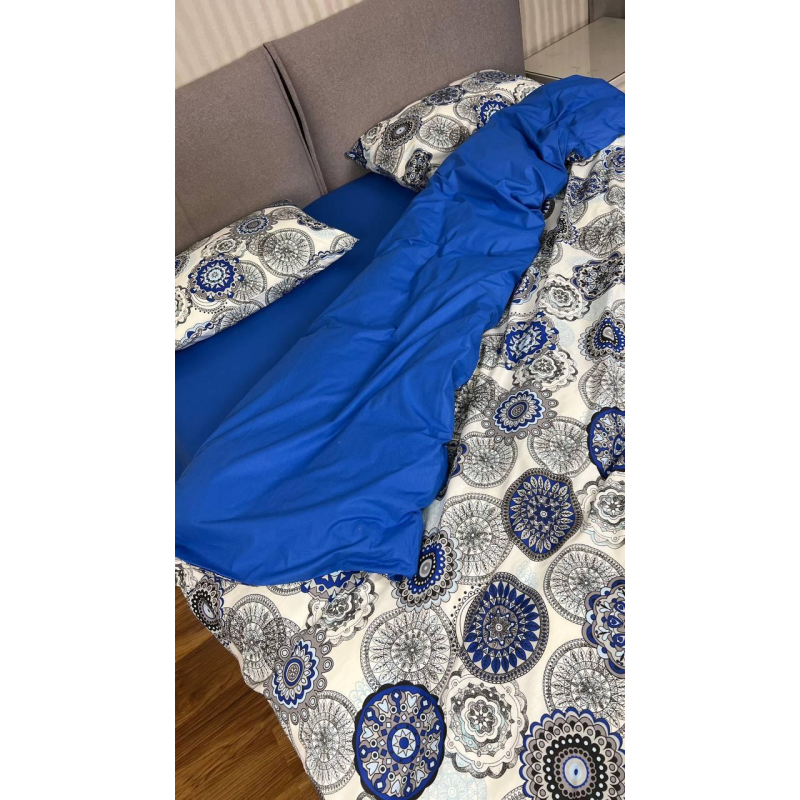 Комплект постільної білизни Сімейний “Калейдоскоп синій“ ТМ Glav Textile Комплект постільної білизни Сімейний “Калейдоскоп синій“ ТМ Glav Textile