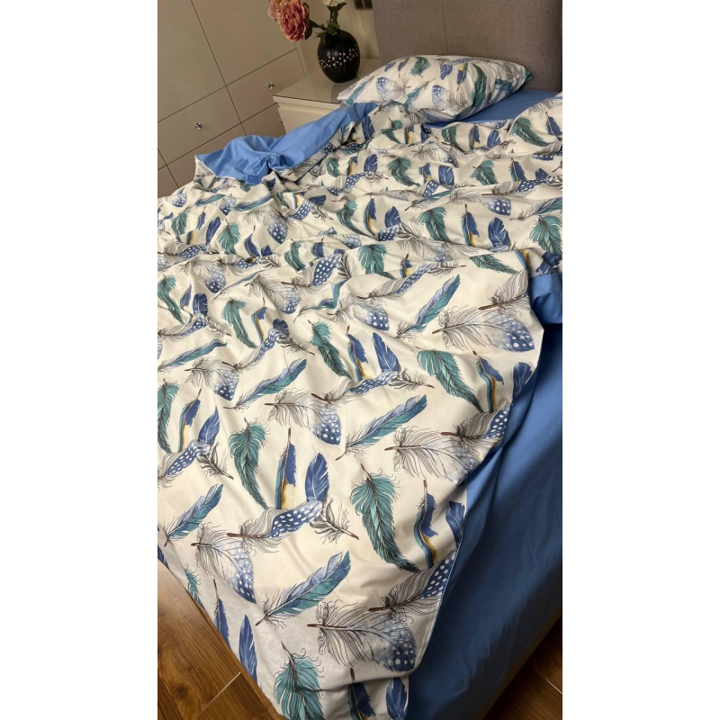 Комплект постільної білизни Євро “Пірячко блакитне“ ТМ Glav Textile Комплект постільної білизни Євро “Пірячко блакитне“ ТМ Glav Textile
