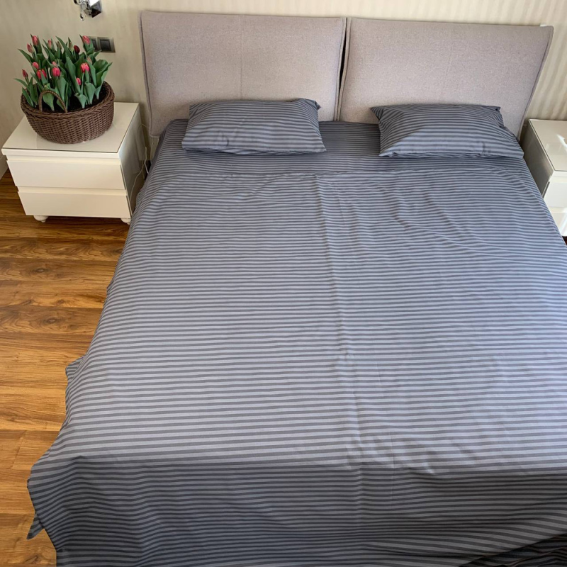 Комплект постільної білизни Сімейний “Сіра смужка“ (Бязь Gold Lux) Комплект постільної білизни Сімейний “Сіра смужка“ (Бязь Gold Lux)