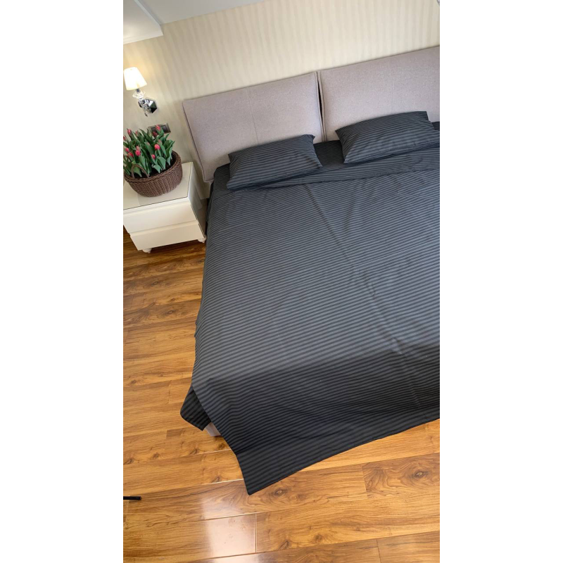 Комплект постільної білизни Євро “Сіра смужка“ (Бязь Gold Lux) Комплект постільної білизни Євро “Сіра смужка“ (Бязь Gold Lux)