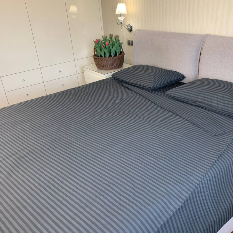 Комплект постільної білизни двоспальний “Сіра смужка“ (Бязь Gold Lux) Комплект постільної білизни двоспальний “Сіра смужка“ (Бязь Gold Lux)