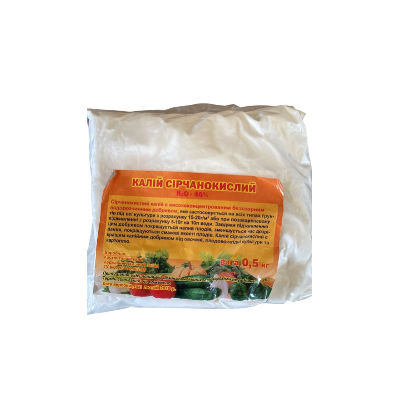 Калій сірчанокислий 46%, 0,5 кг Калій сірчанокислий 46%, 0,5 кг