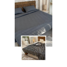 Комплект постільної білизни з пледом, двоспальний (графіт)