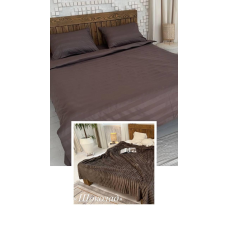 Комплект постільної білизни з пледом, полуторний (шоколад)
