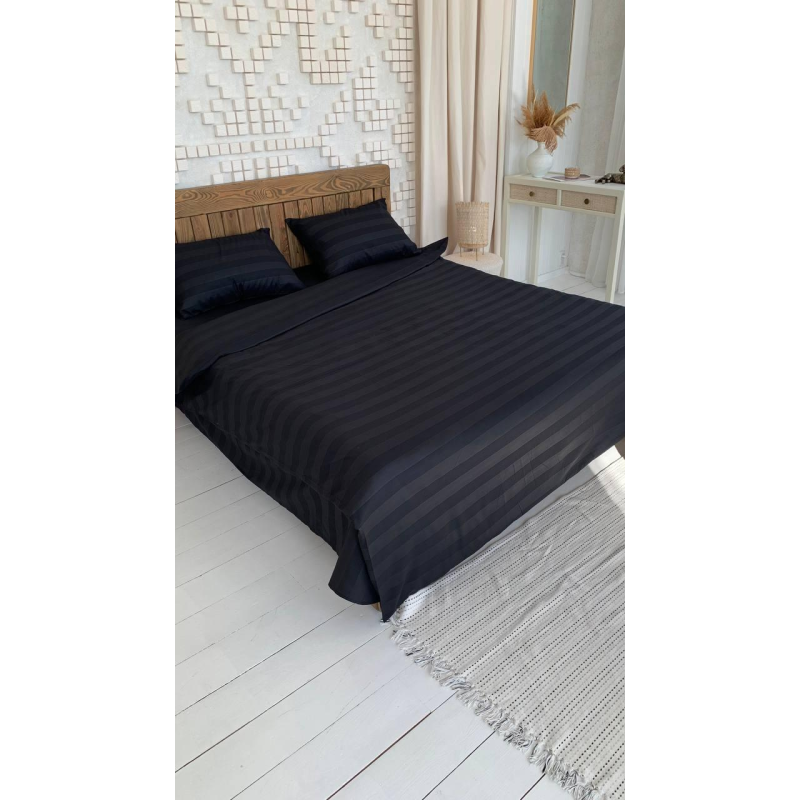 Комплект постільної білизни (широка смужка) двоспальний, мікросатин Комплект постільної білизни (широка смужка) двоспальний, мікросатин